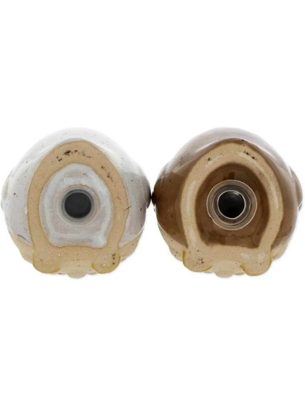 Hand-Painted Stoneware Owl Salt & Pepper Shakers | Brown & White Kitchen Decor